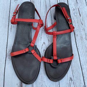 Ferragamo orange low-heeled sandals - Size 9 B